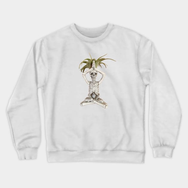 Yoga Skeleton Plant Crewneck Sweatshirt by Adorable Confusion